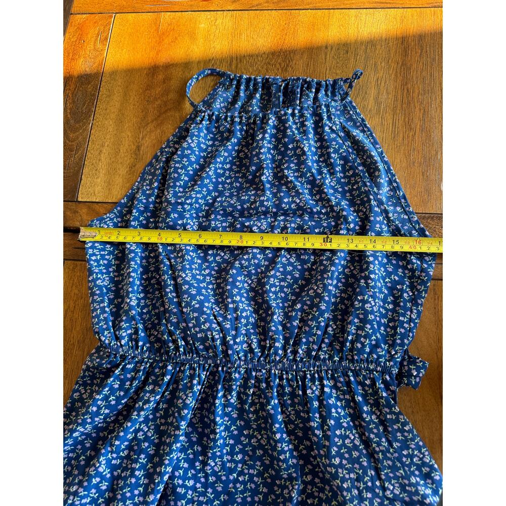 Ditsy Floral Halter Dress Blue Tiered Cottagecore Summer Size M - Picture 6 of 10